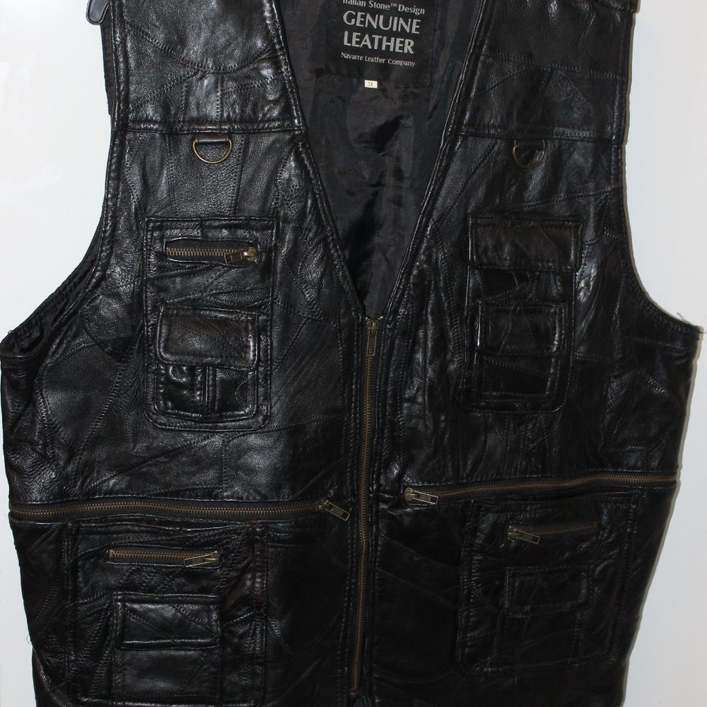 Leather biker vest